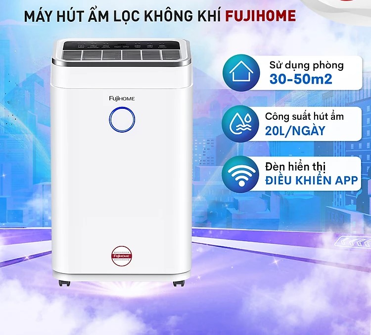 Máy hút ẩm lọc không khí FUJIHOME DH20W